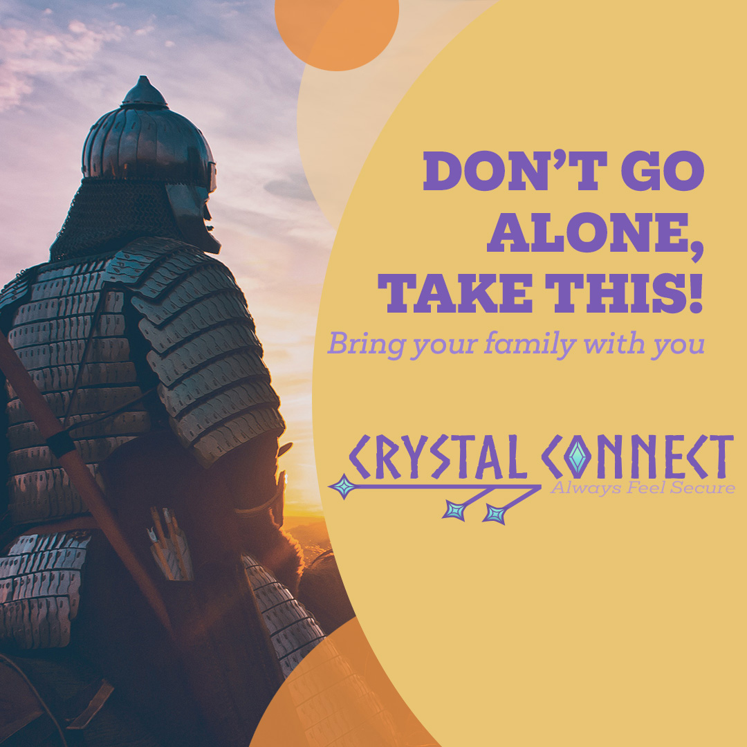 A knight looking off toward the sunset. The text says 'Don't go alone, take this! Bring your family with you.''